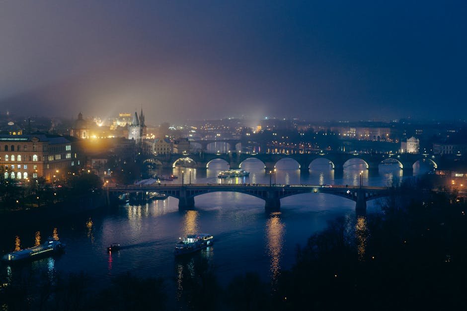 City Architecture - Stunning night view of Prague featuring illumina #36901717